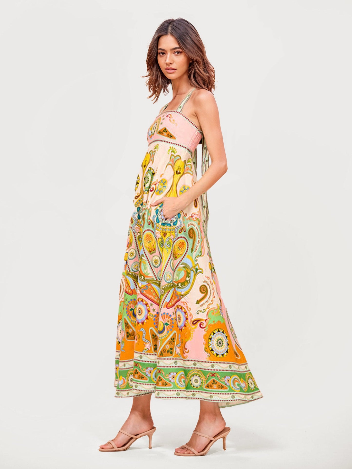 Paisley Print Bohemian Maxi Dress