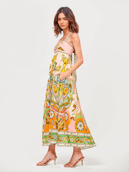 Paisley Print Bohemian Maxi Dress