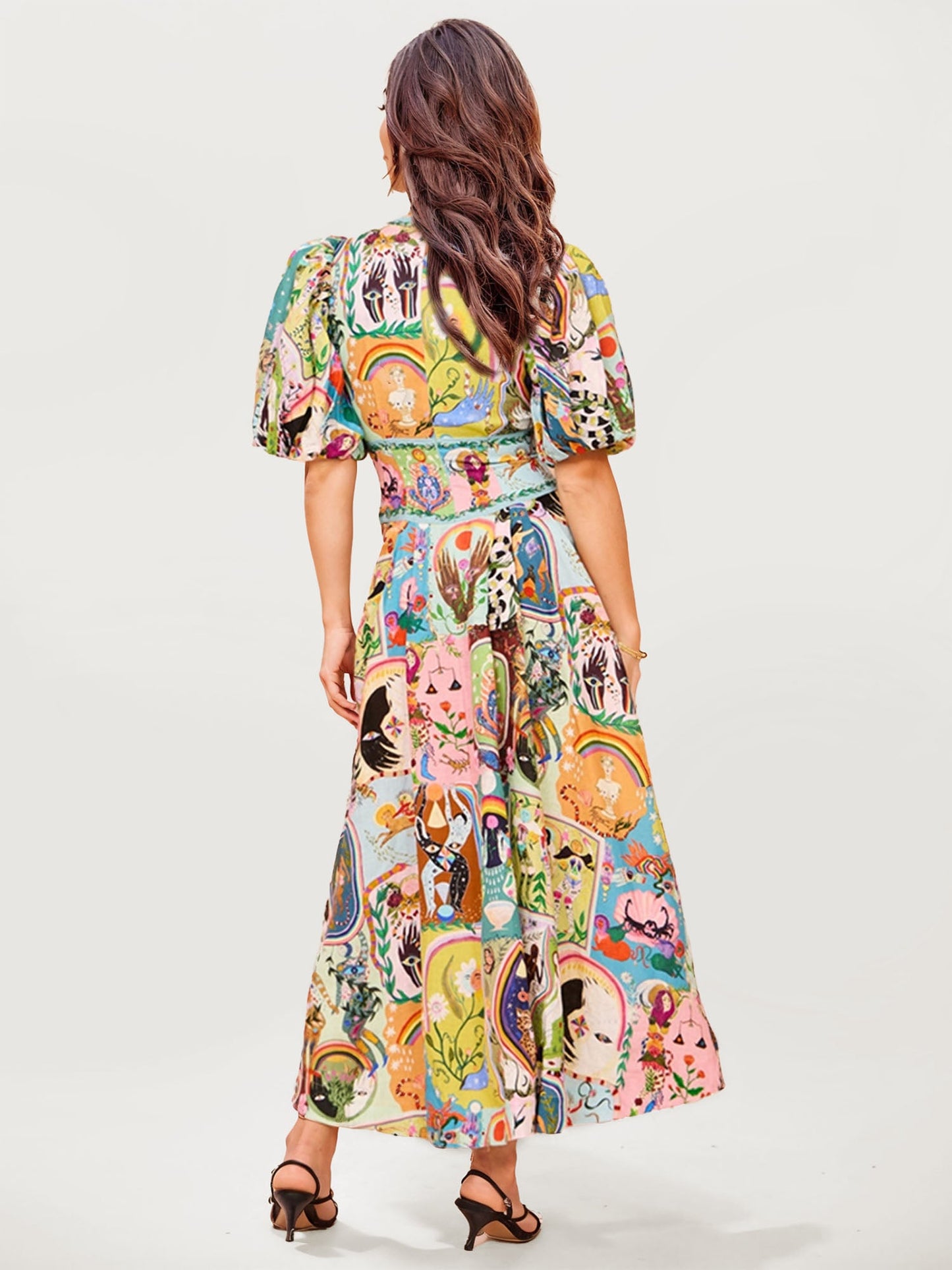 Vibrant Floral Print Maxi Dress