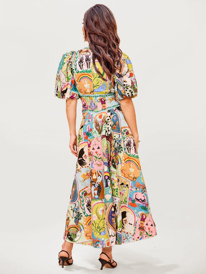 Vibrant Floral Print Maxi Dress