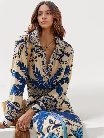 Colorful Printed Maxi Skirt Set