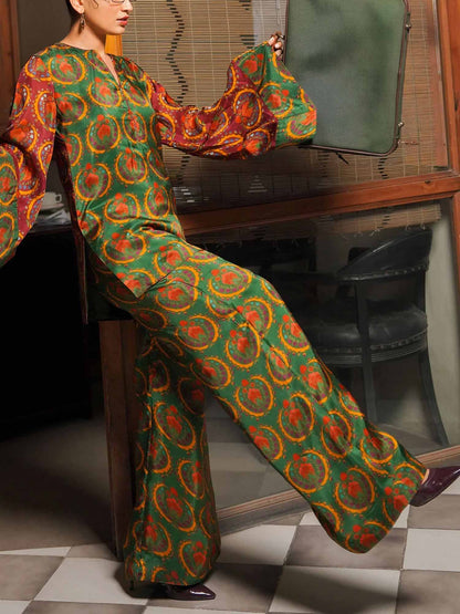 Printed Wide Leg Pants