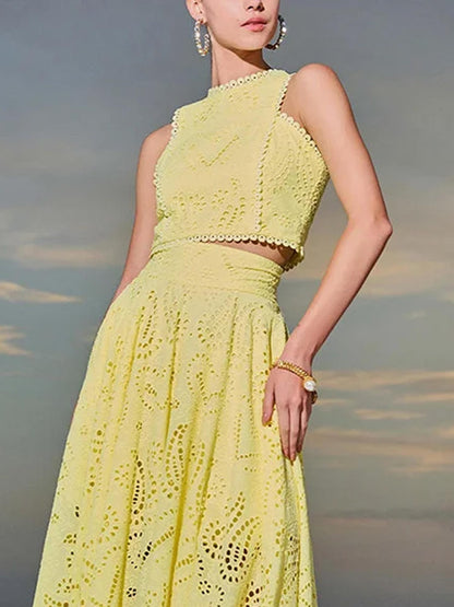 Embroidered Eyelet Crop Top