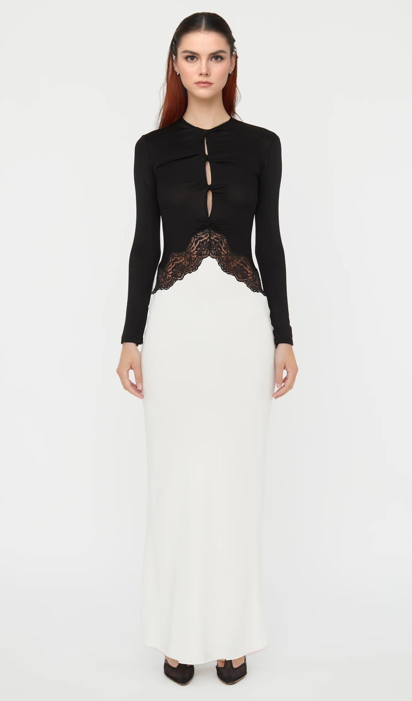 Open Twist Lace Maxi Dress