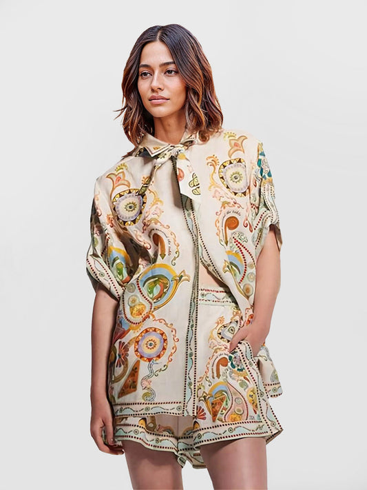 Abstract Floral Print Two-Piece Set