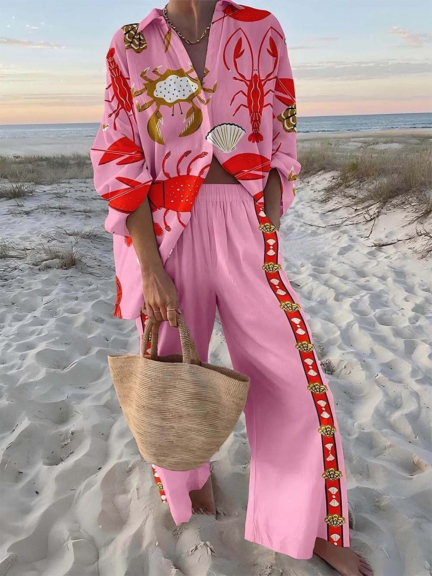 Crab Print Two-Piece Set