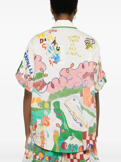 Retro Doodle Print Short Set