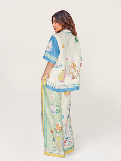 Court-Inspired Painted Print Pants