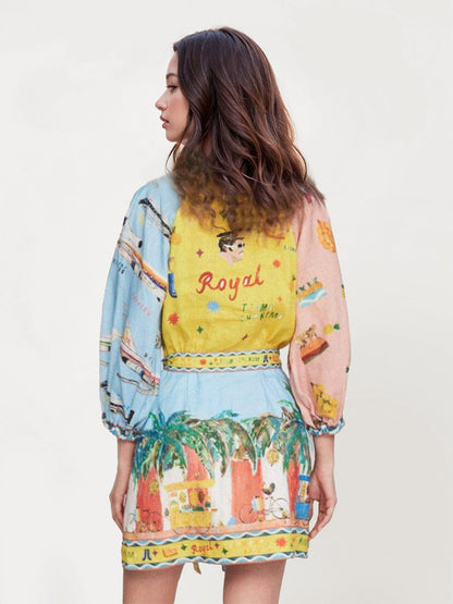 Tropical Vacation Mini Dress with Fun Print