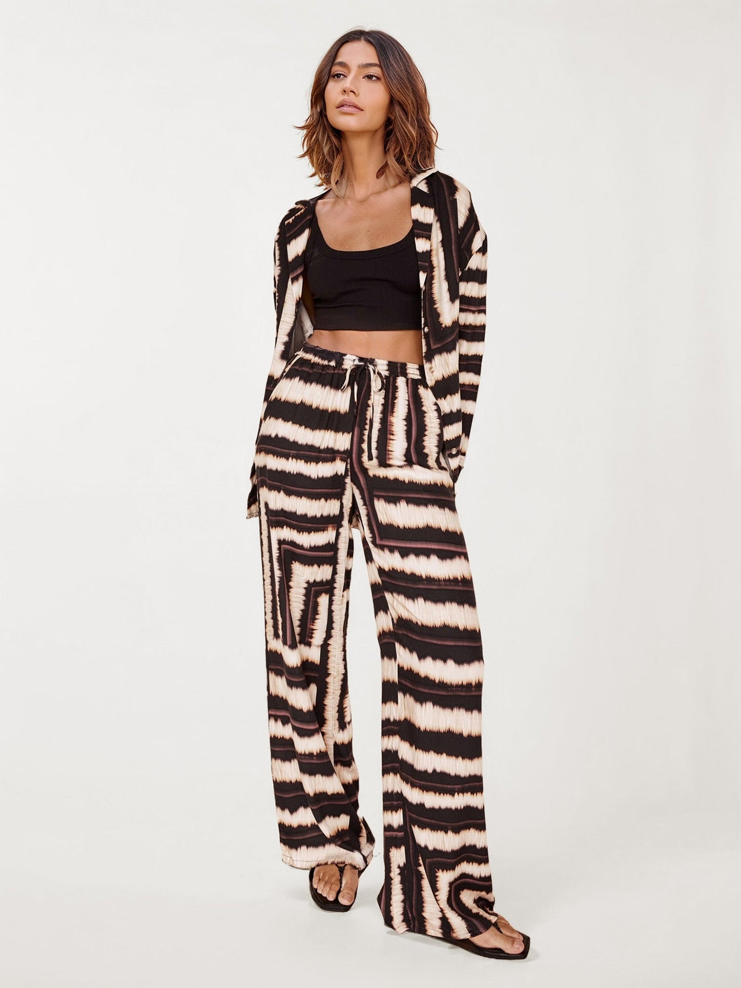 Boho Tie-Dye Wide-Leg Pants