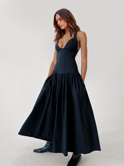 Deep-V Maxi Dress