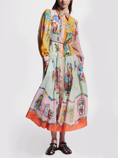 Art-Inspired Printed Midi Dress