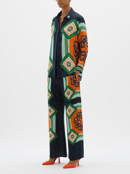 Vibrant Mosaic Wide-Leg Pants