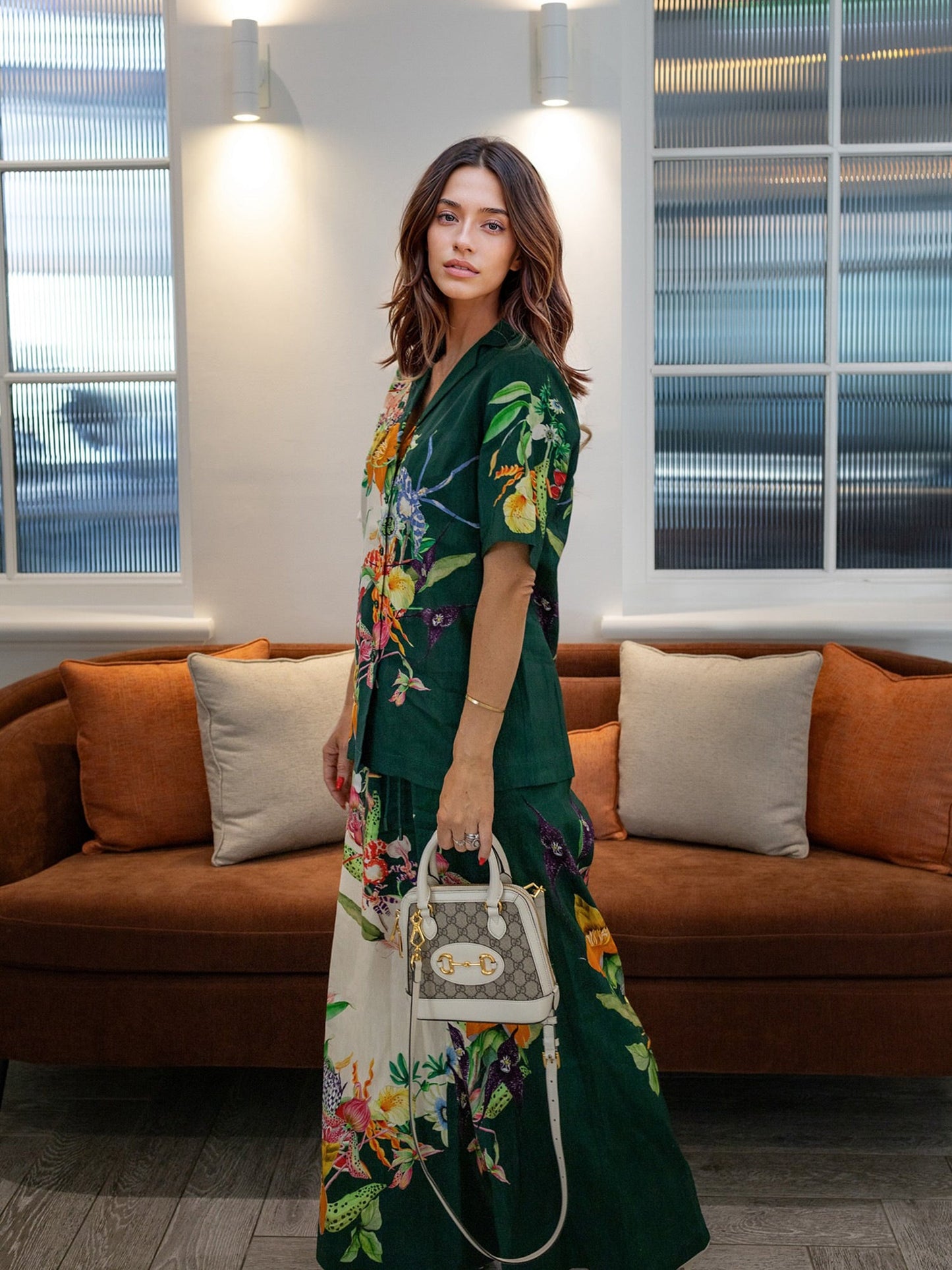 Floral Print Colorblock Shirt