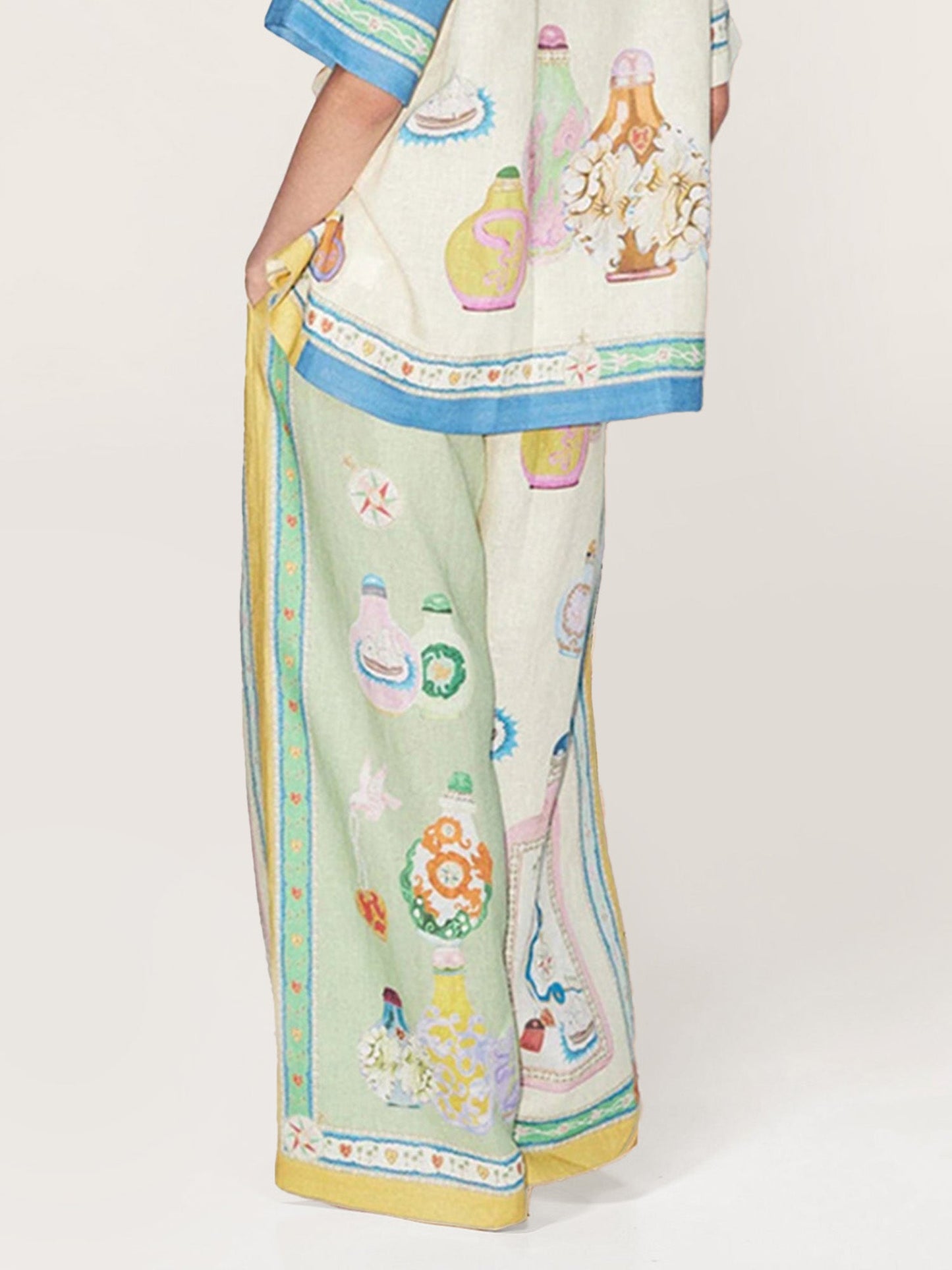 Court-Inspired Painted Print Pants