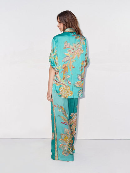 Emerald Luxe Wide-Leg Pants