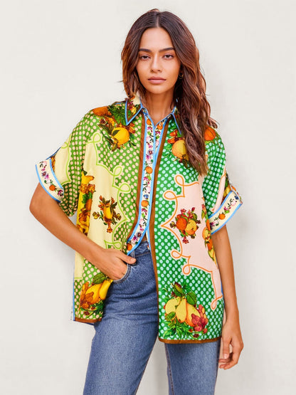 Multicolor Retro Graffiti Lemon Shirt