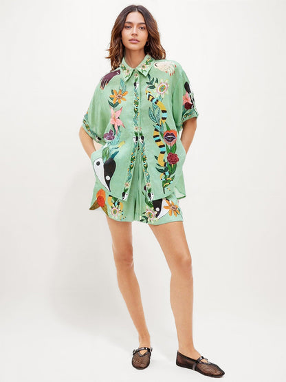 Botanical Dream Embroidered Two-Piece Set