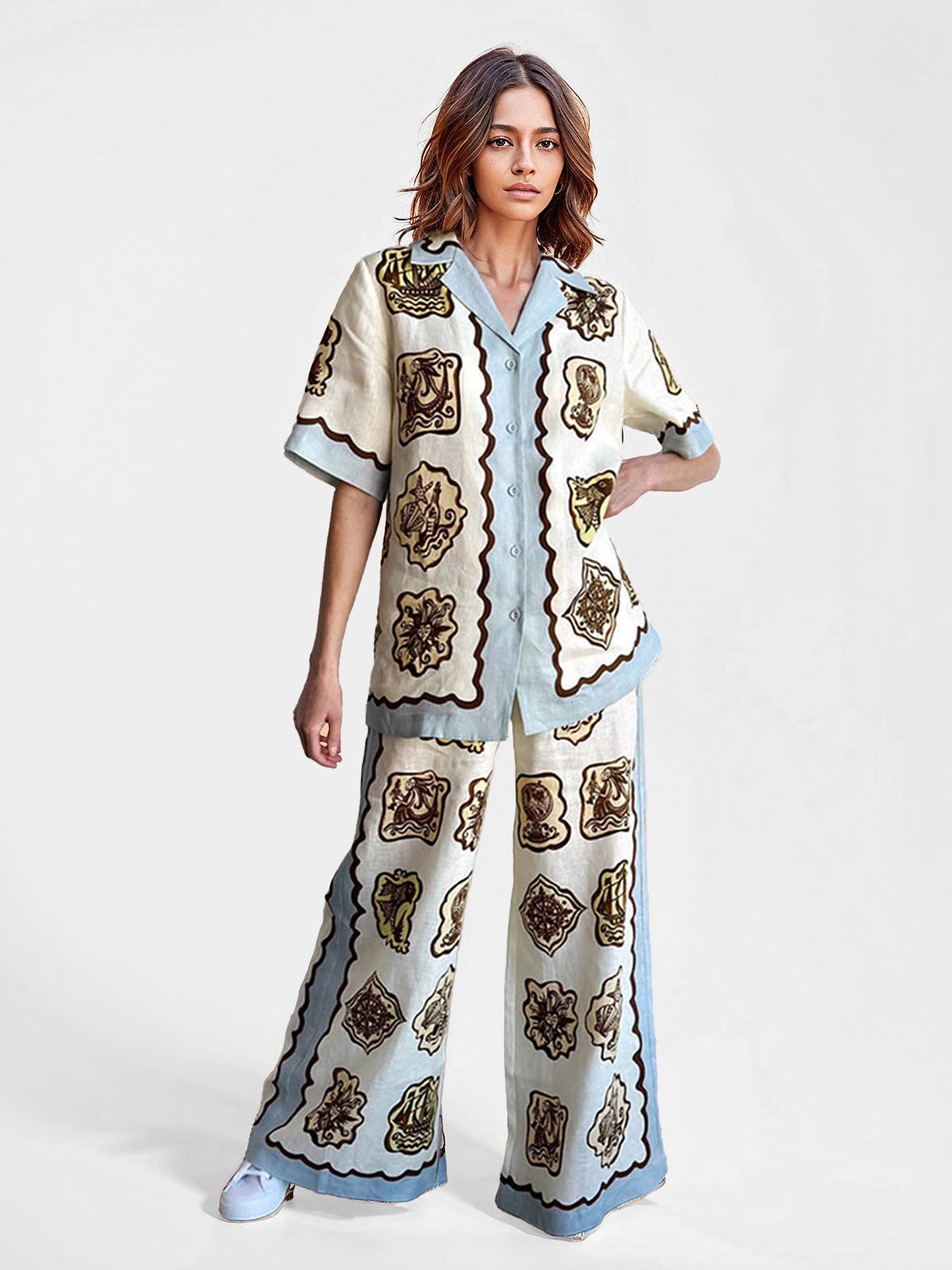 Abstract Print Button-Up Shirt