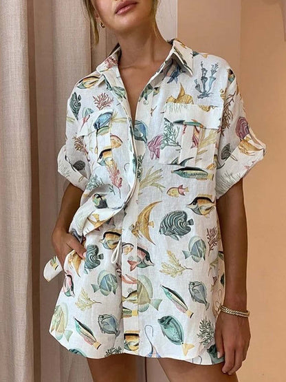 Coastal Breeze Relaxed Fit Shirt & Shorts Set