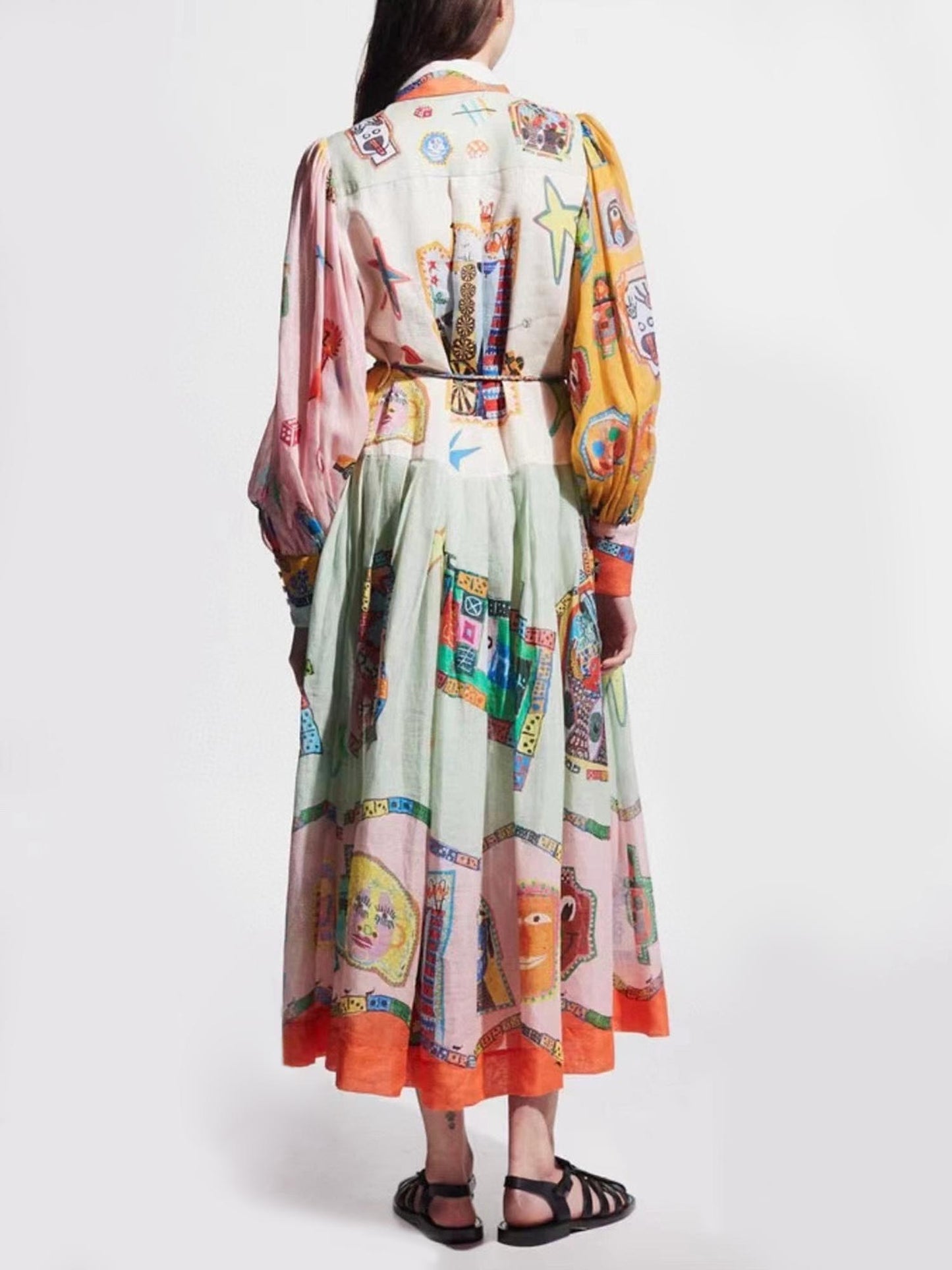 Art-Inspired Printed Midi Dress