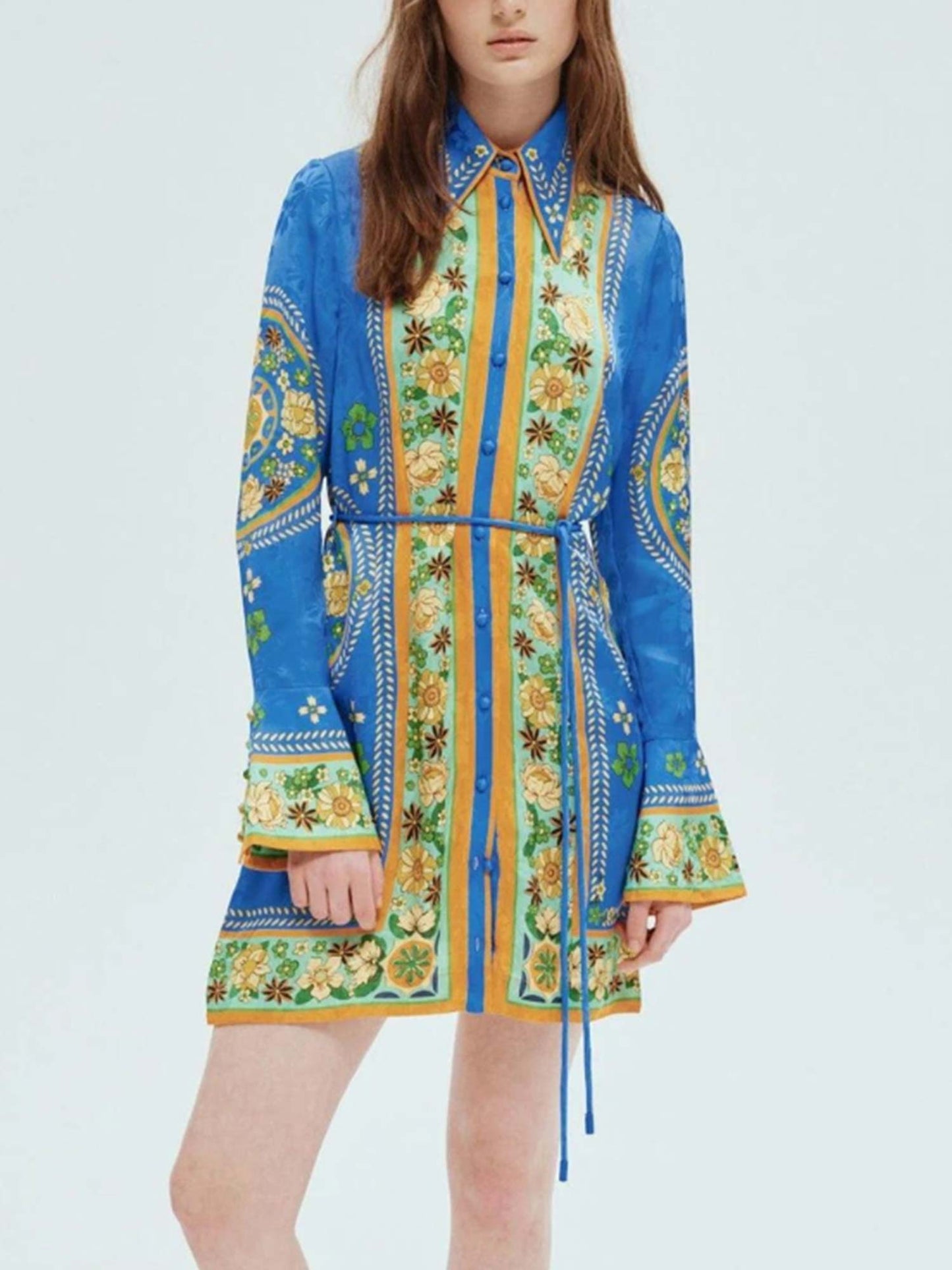 Bohemian Mini Dress with Belt