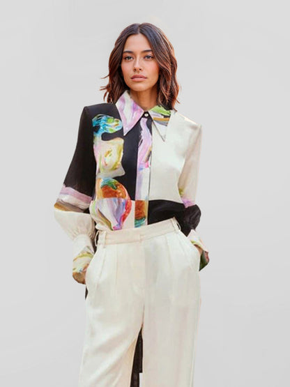 Abstract Art Print Button-Up Shirt