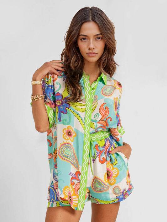 Colorful Paisley Print Two-Piece Set