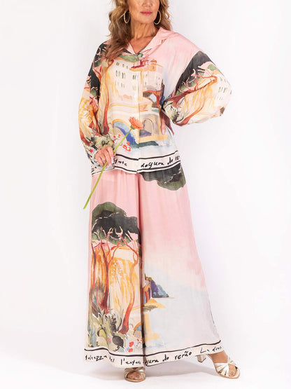 Scenic Wide-Leg Printed Trousers