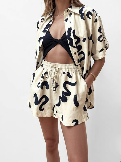 Abstract Brushstroke Print Two-Piece Set