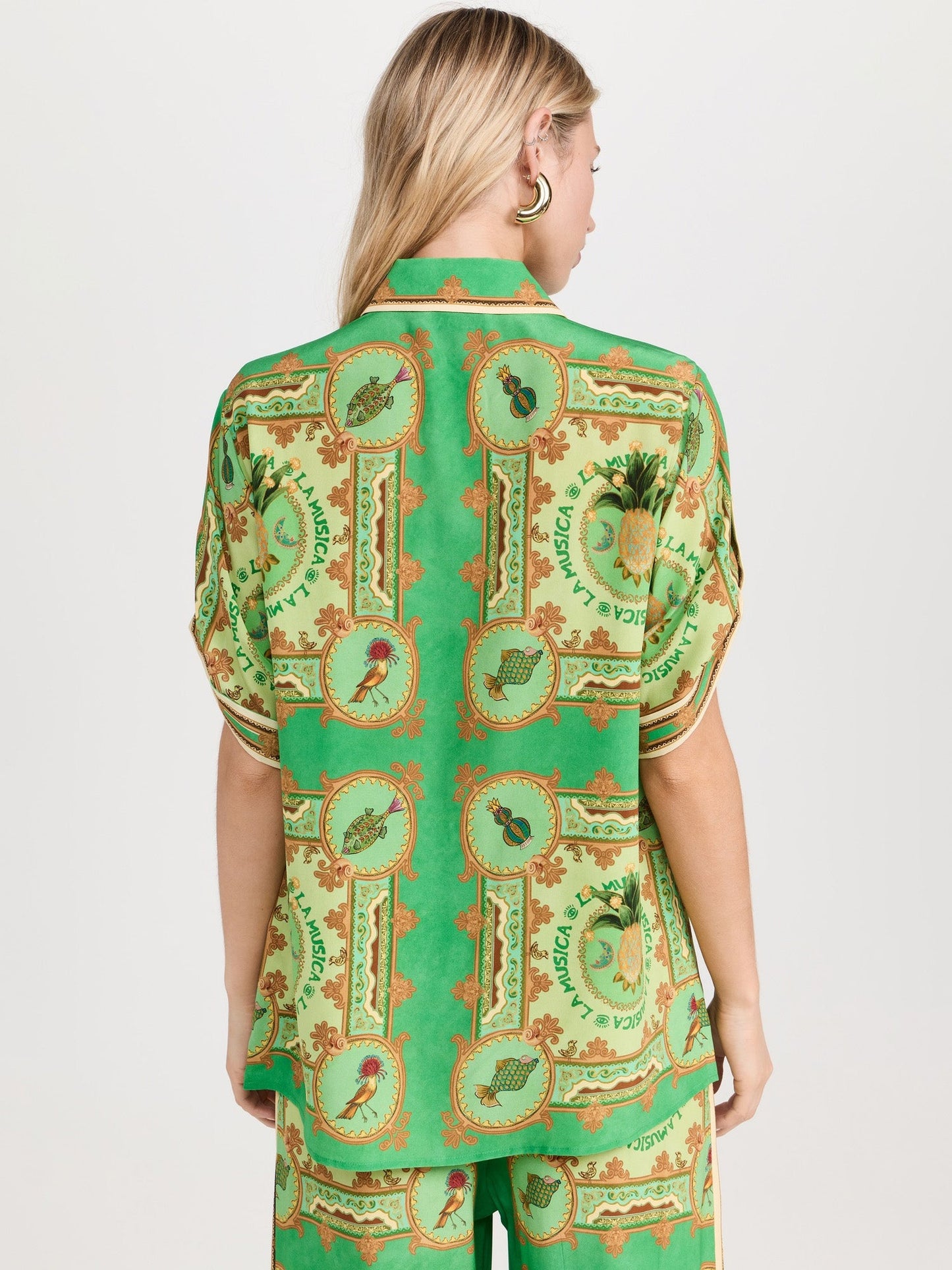 Green Paisley Print Button-Up Shirt