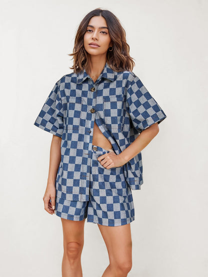 Checkerboard Breeze Denim Coastal Set