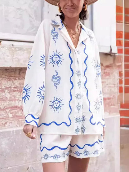 Celestial Sun Oversized Shirt & Shorts Set