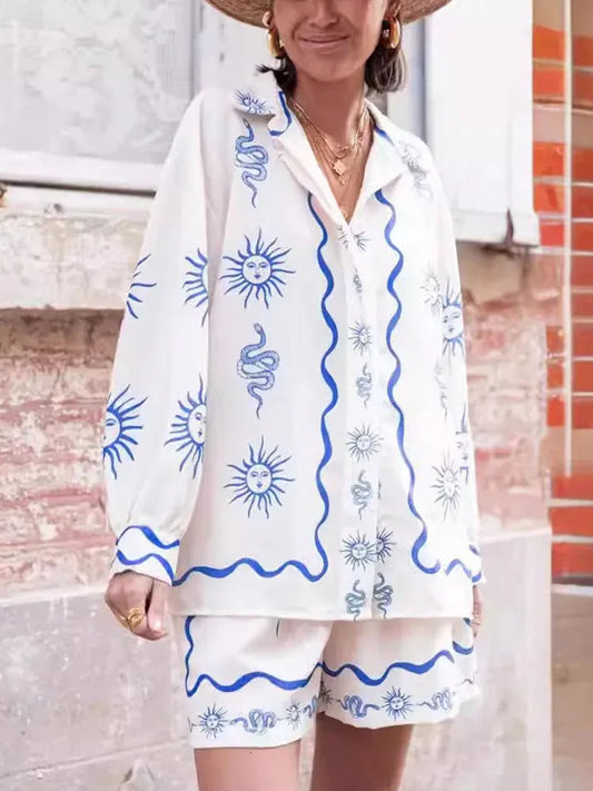 Celestial Sun Oversized Shirt & Shorts Set