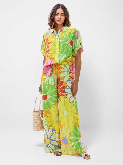 Bold Floral Print Short-Sleeve Shirt