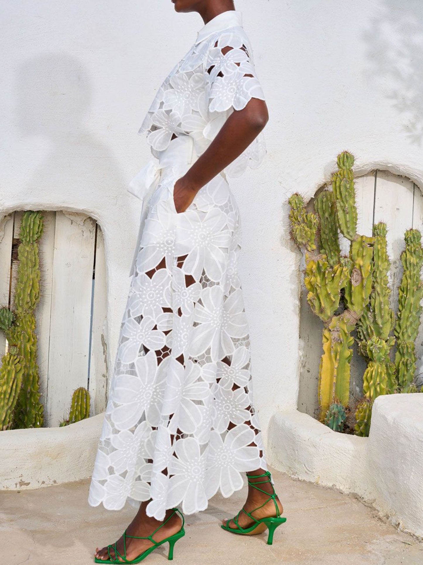 Floral Lace Cut-Out Shirt