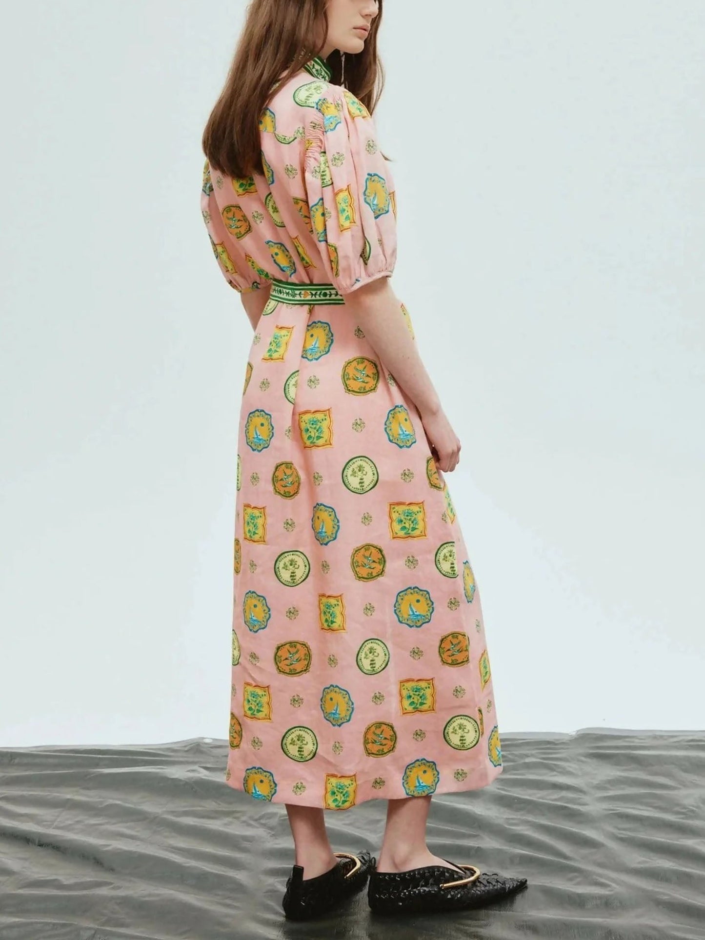 Fruit Garden Belted Midi Dress