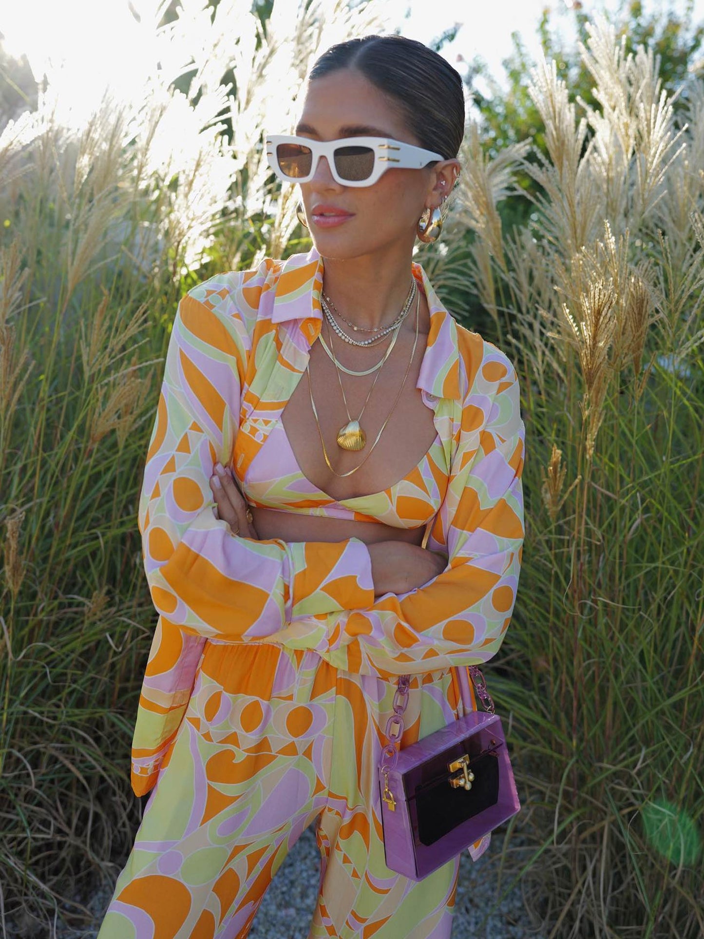 Tropical Beach Graphic Print Button-Up Shirt