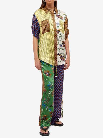 Birdsong Contrast Wide-Leg Pants