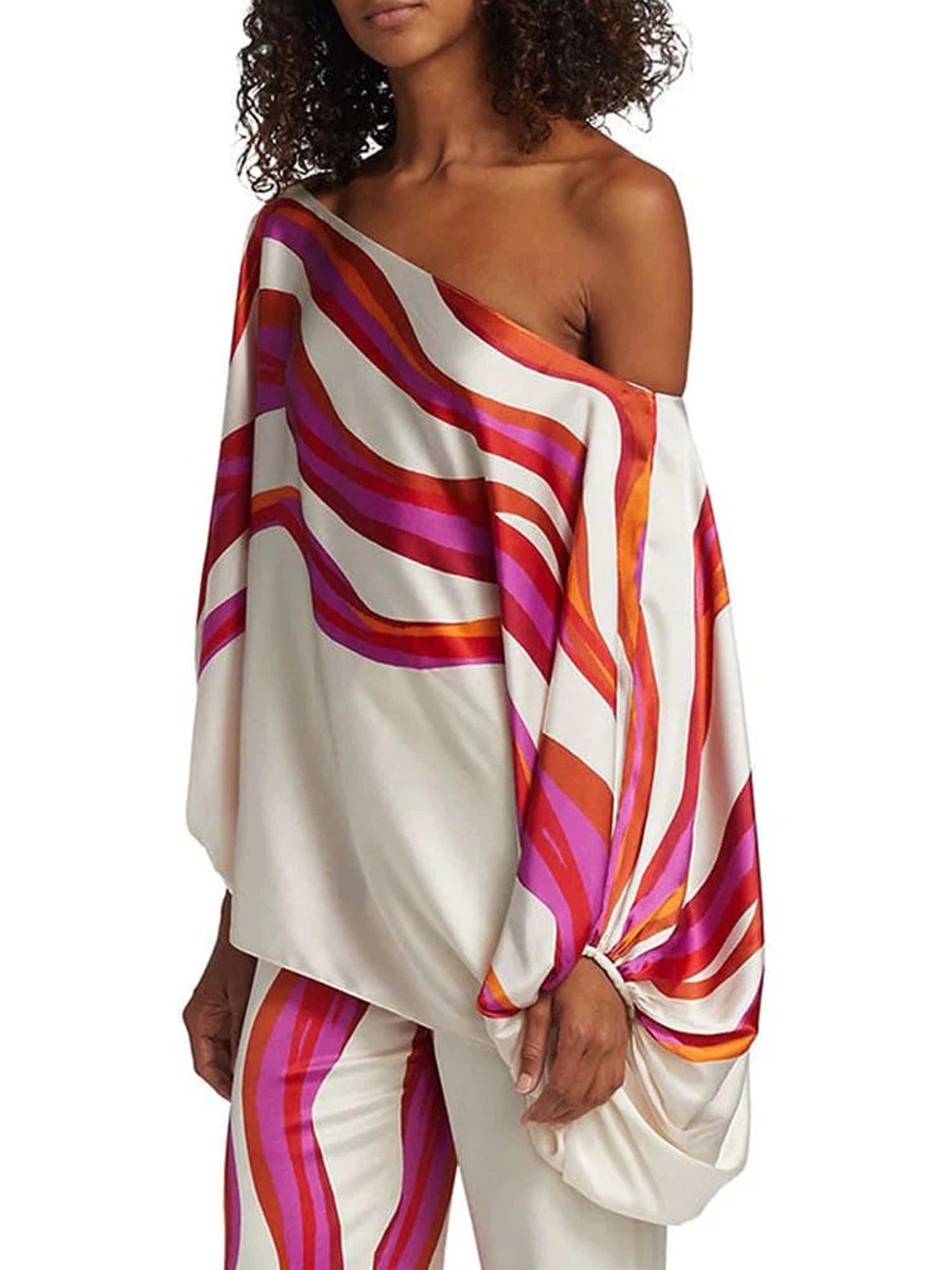 Radiant Stripe Off-Shoulder Set