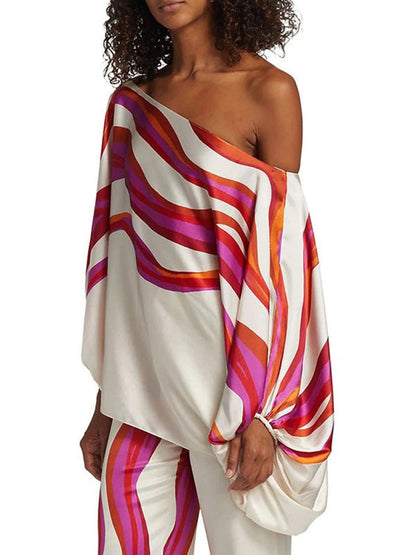 Radiant Stripe Off-Shoulder Set