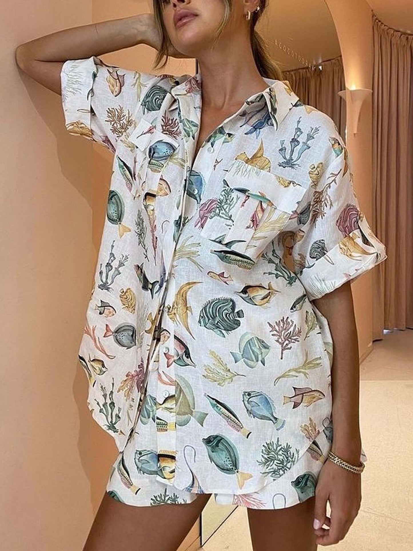 Coastal Breeze Relaxed Fit Shirt & Shorts Set