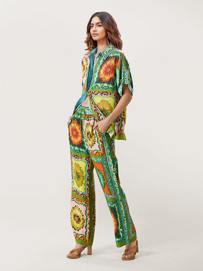 Floral Harmony Oversized Button-Down Shirt