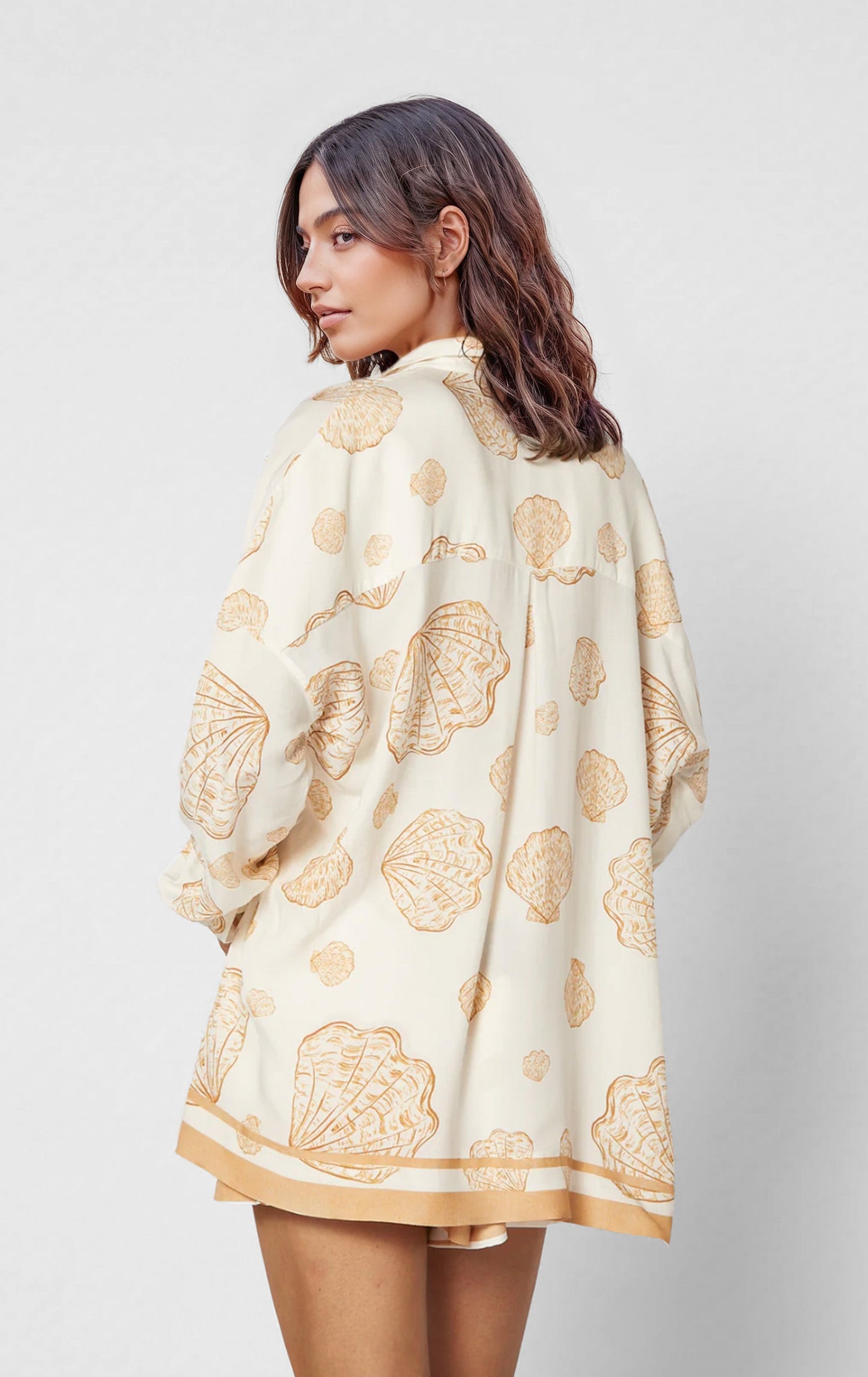 Golden Seashell Print Two-Piece Set