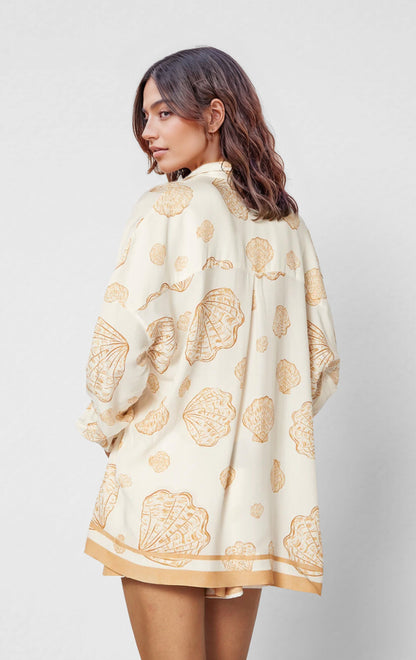 Golden Seashell Print Two-Piece Set