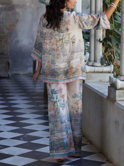Pastel Oasis Wide-Leg Pants