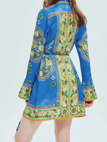 Bohemian Mini Dress with Belt