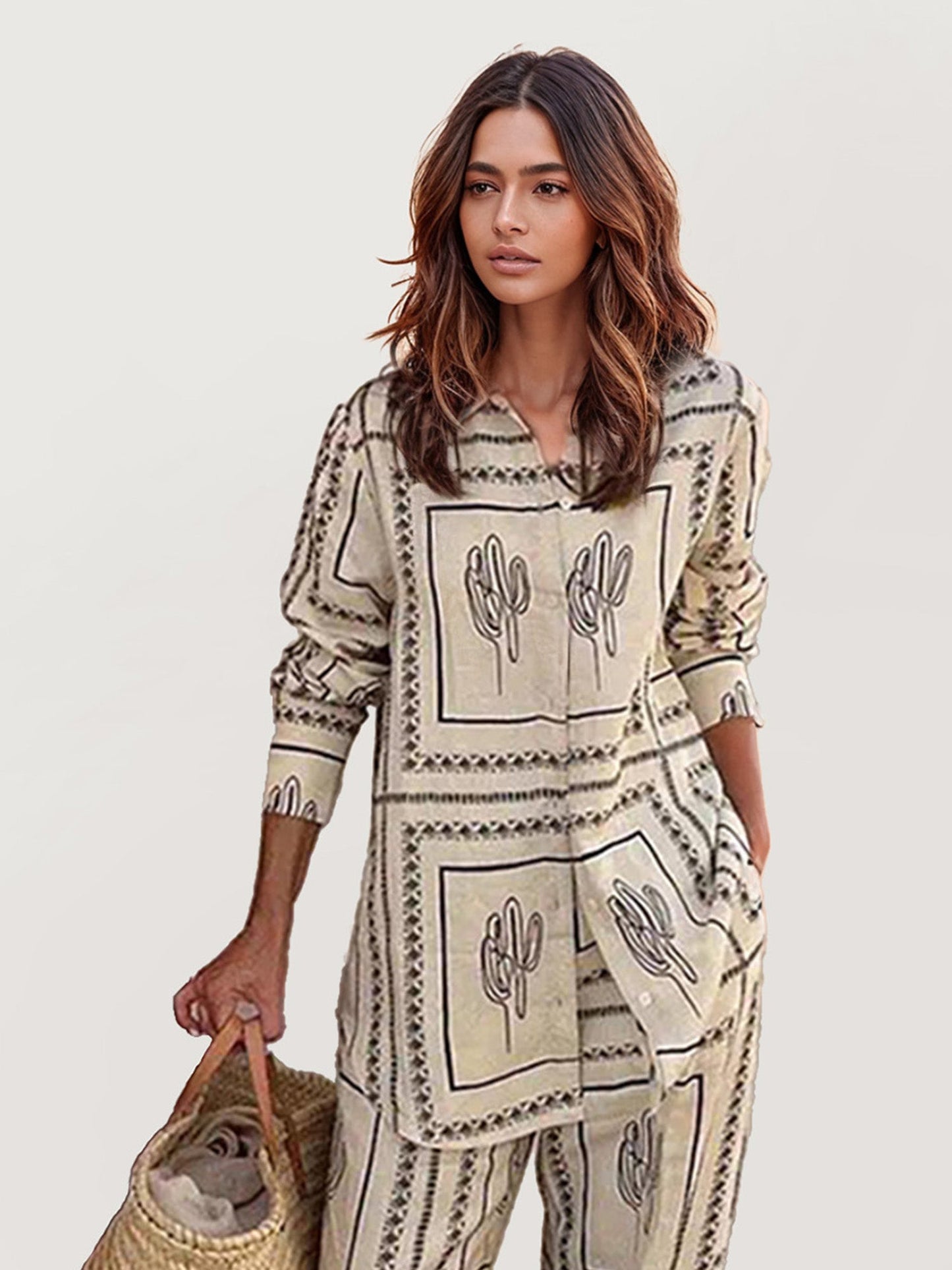 Cactus Print Long Sleeve Shirt