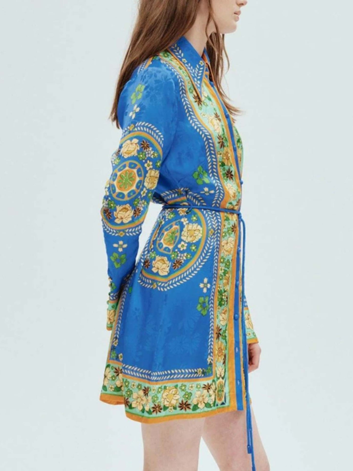 Bohemian Mini Dress with Belt