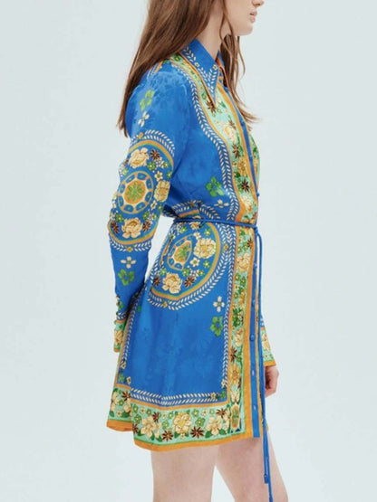 Bohemian Mini Dress with Belt